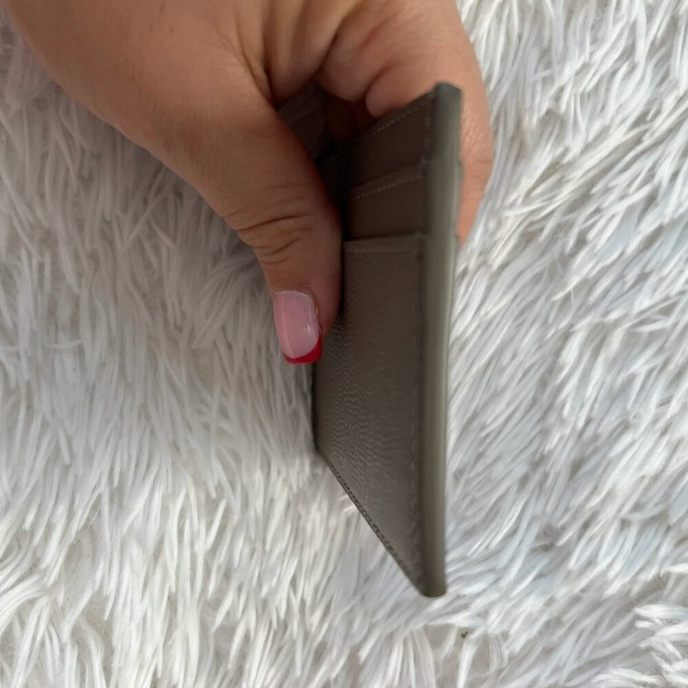 Saint Laurent Pebbled Leather Logo Card Case Grey - Picture 7 of 11